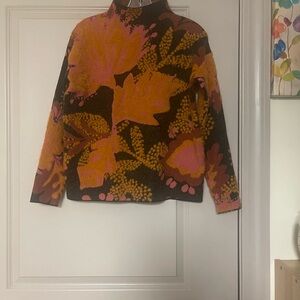 Rachael Zoe LosAngeles New York Floral Cowl Neck Sweater - Pink and Orange